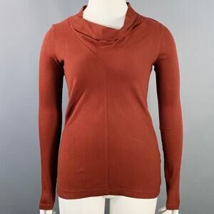 BRUNELLO CUCINELLI Size L Red Burgundy Cotton Blend Ribbed Cowl Neck Pullover